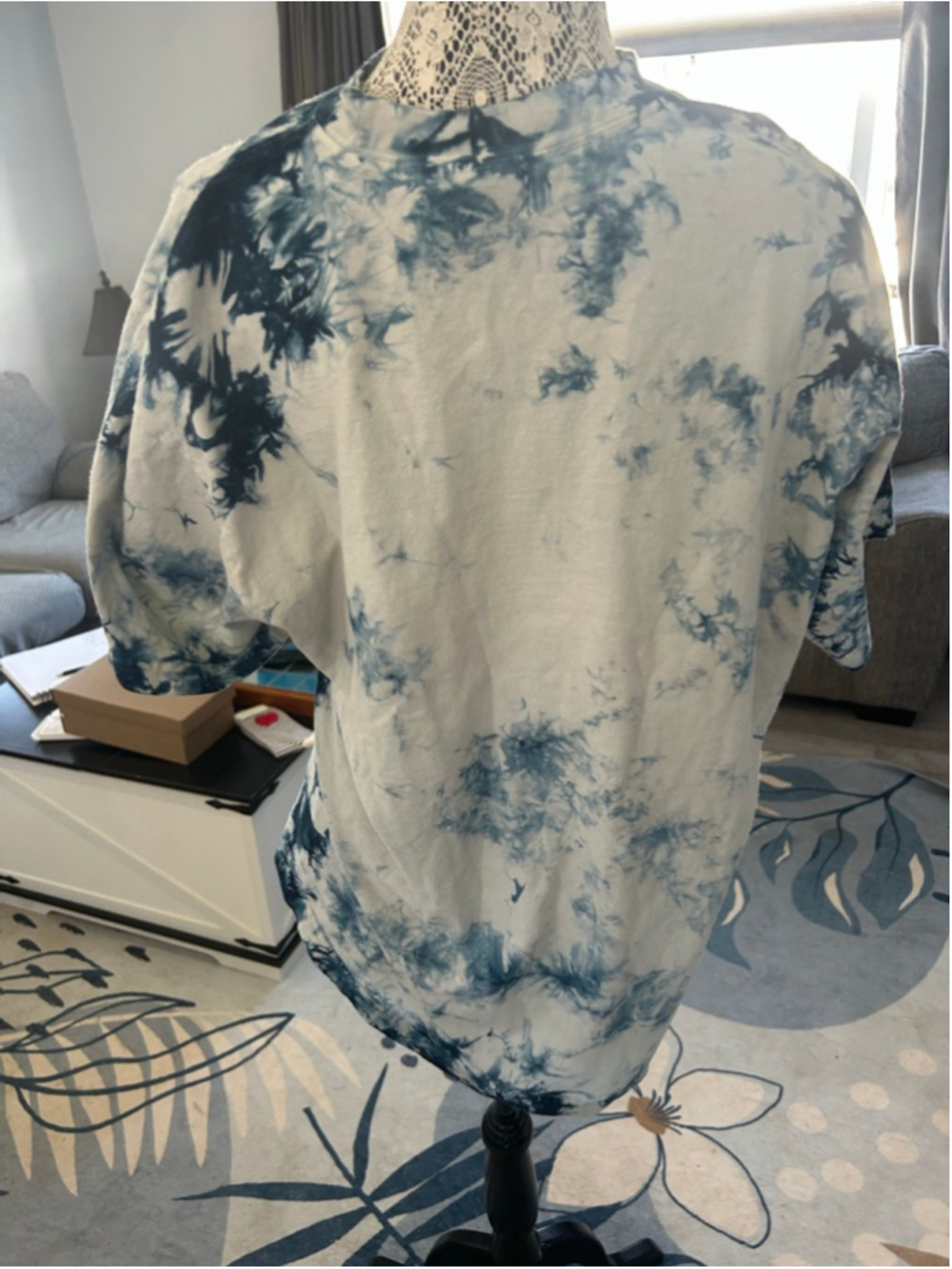 Men's Shaka Wear Tie-Dye Short Sleeve Tee L Blue White - Picture 4 of 5